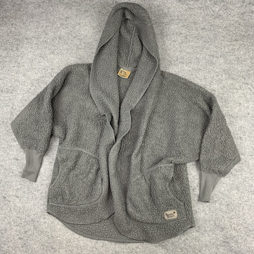 NORDIC BEACH  Hooded Body Wrap Cardigan Koala Gray Size One Size